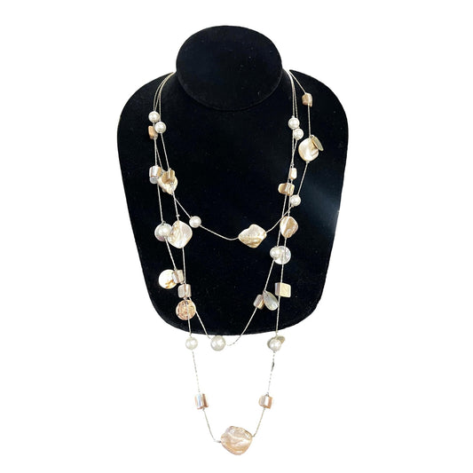 Flat Pearl Silver Necklace