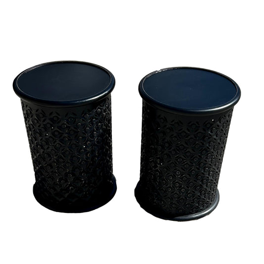 Pair Of Round Black End Tables