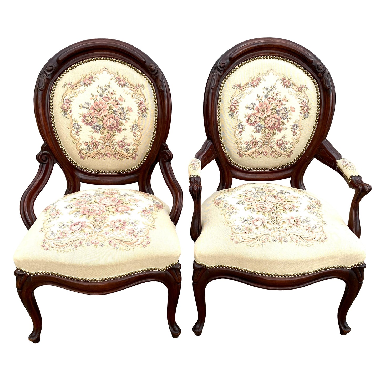 Pair of Floral Tapestry Chairs