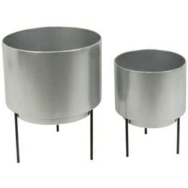 Set of 2 Silver Planters