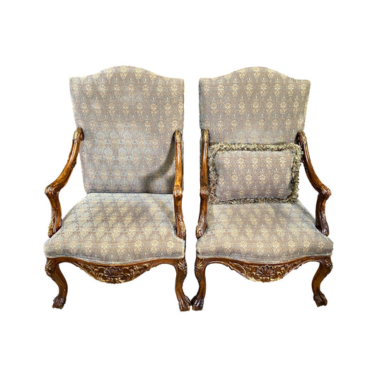 Pair of French Carved Arm Chairs