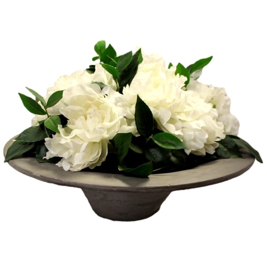 Gray Planter/White Flowers