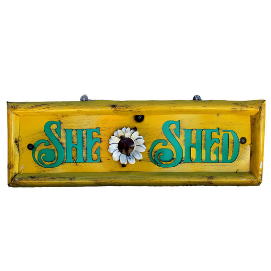 Yellow "She Shed" Metal Sign