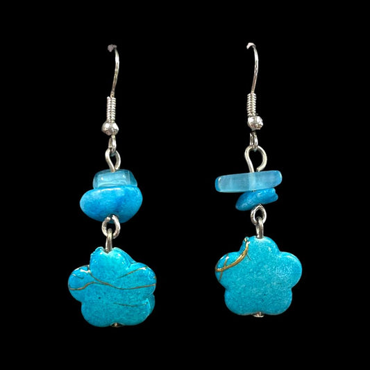 Turquoise Flower Dangle Earrings