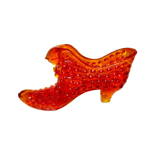Fenton Orange Hobnail Glass Shoe
