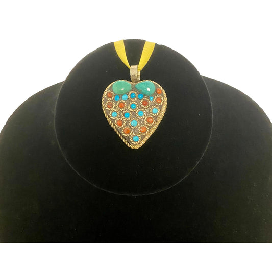 Heart Shaped Silver & Turquoise Pendant