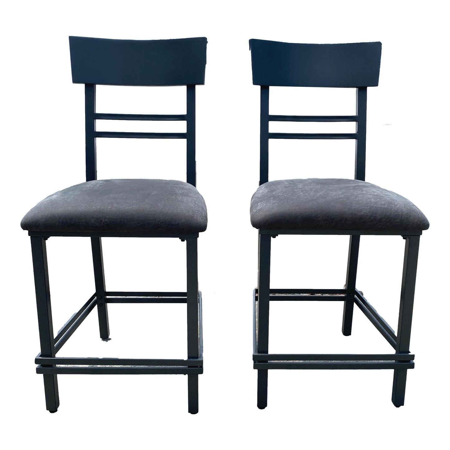 Pair of Black and Gray Barstools