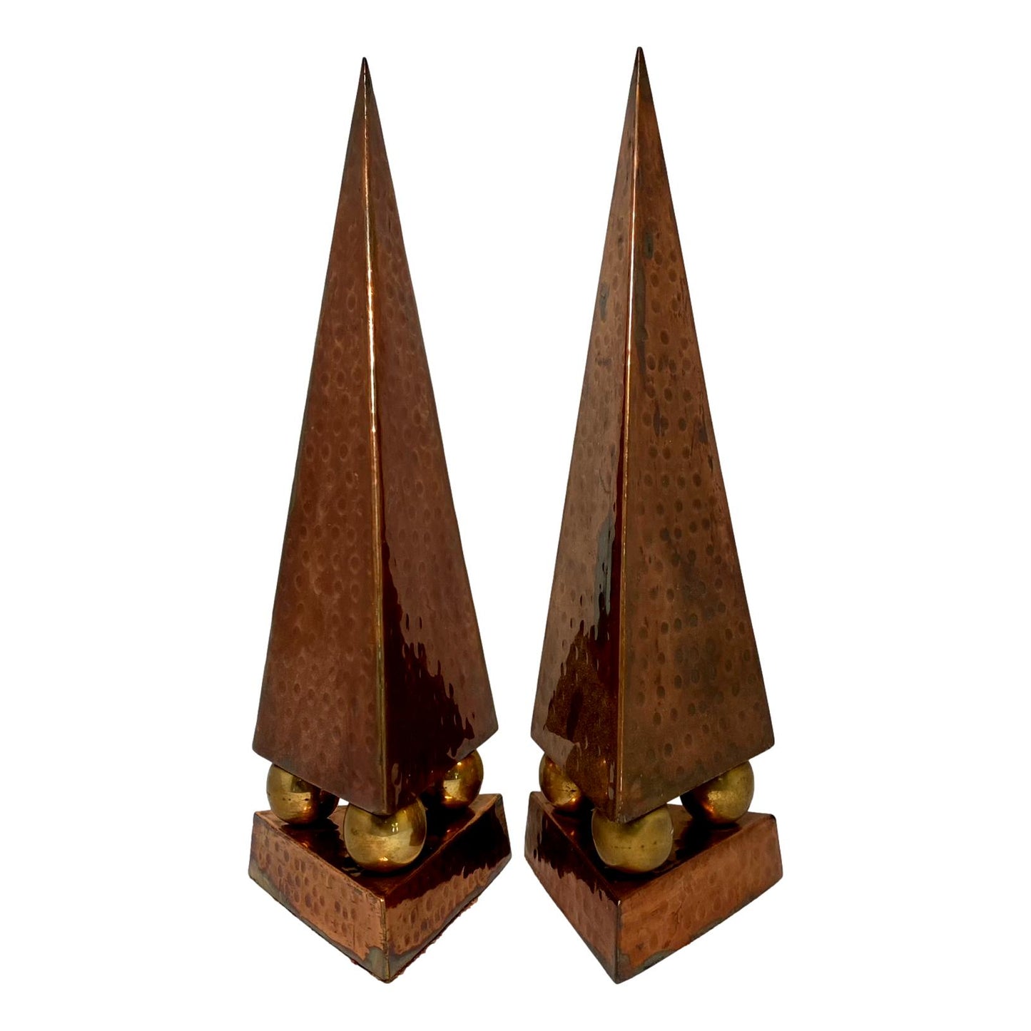 Pair of Copper Obelisks