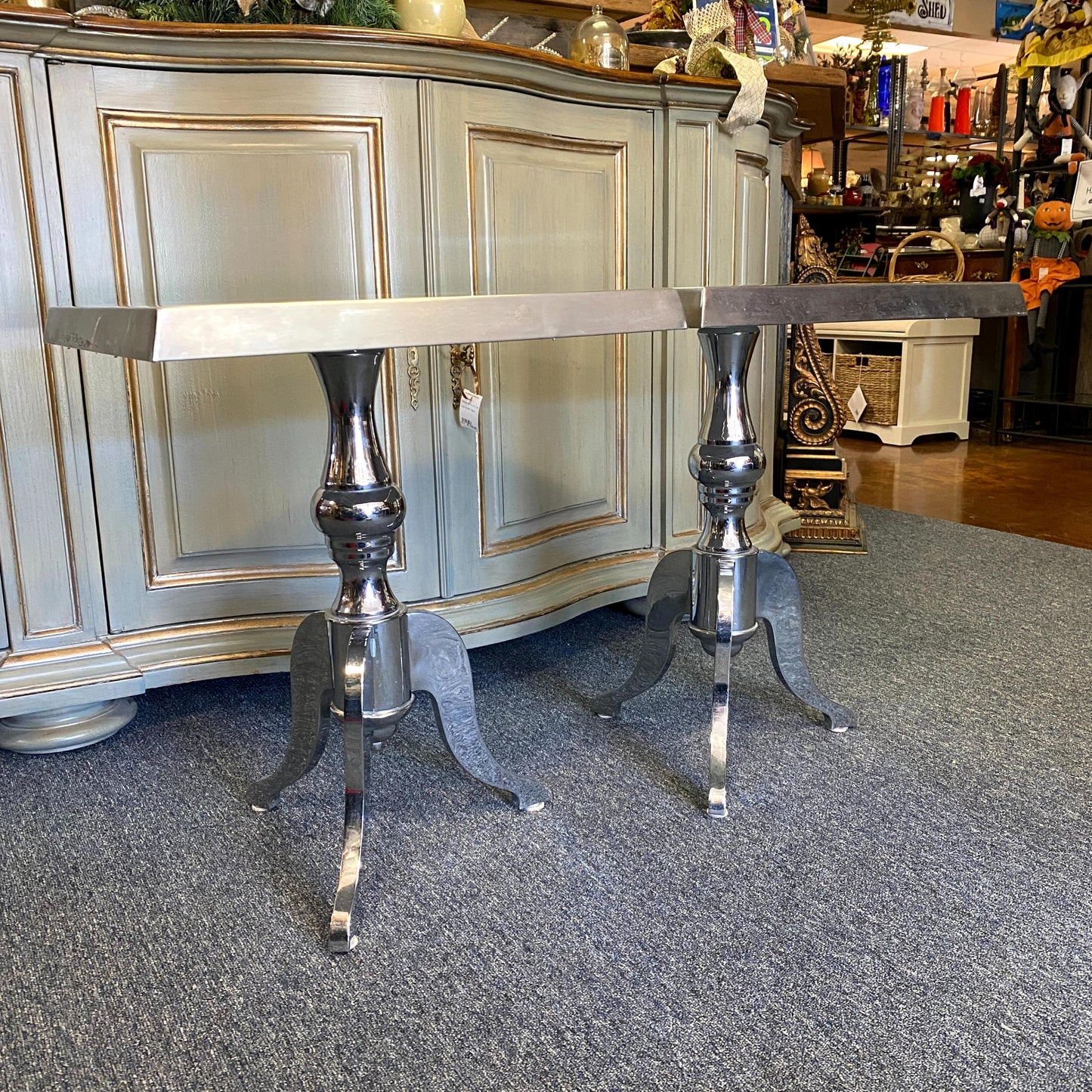 Pair of Aluminum Side Tables