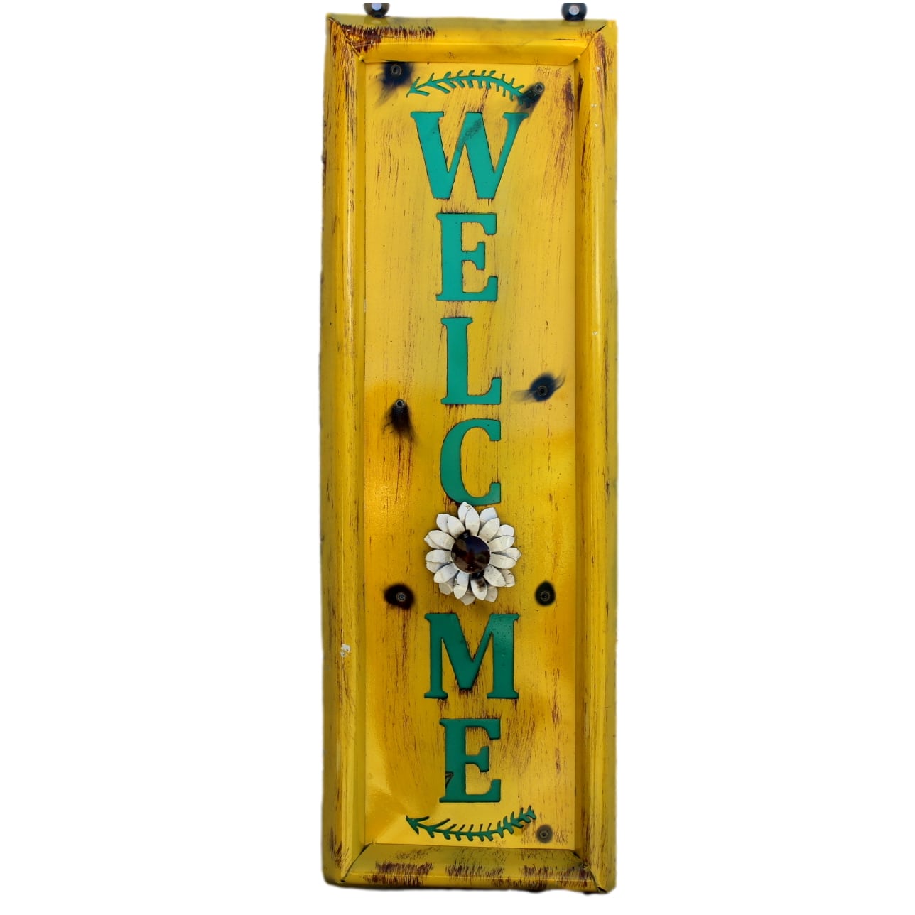 Yellow Welcome Metal Sign