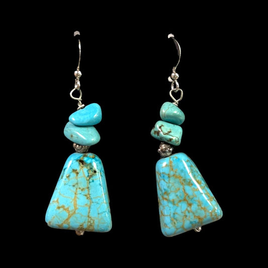 Turquoise Triangle Gemstone Earrings