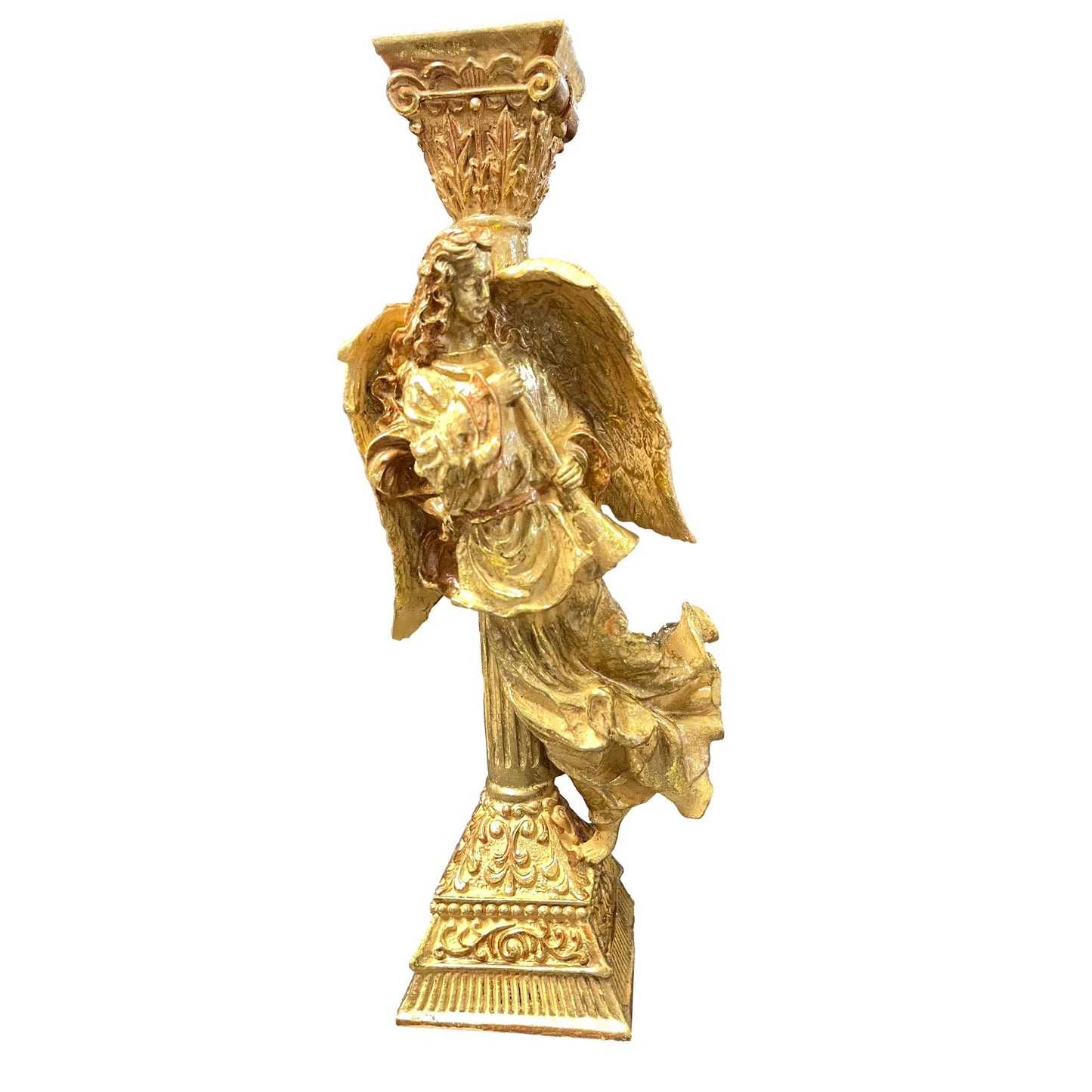 Pair Golden Angel Candle Holder