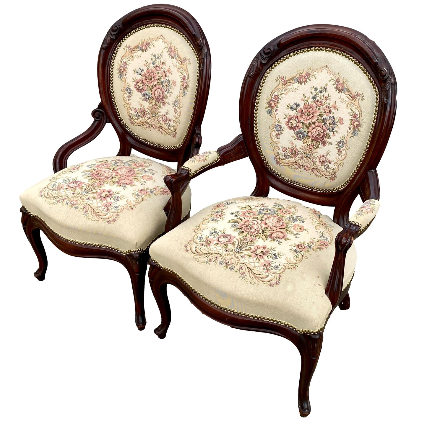 Pair of Floral Tapestry Chairs