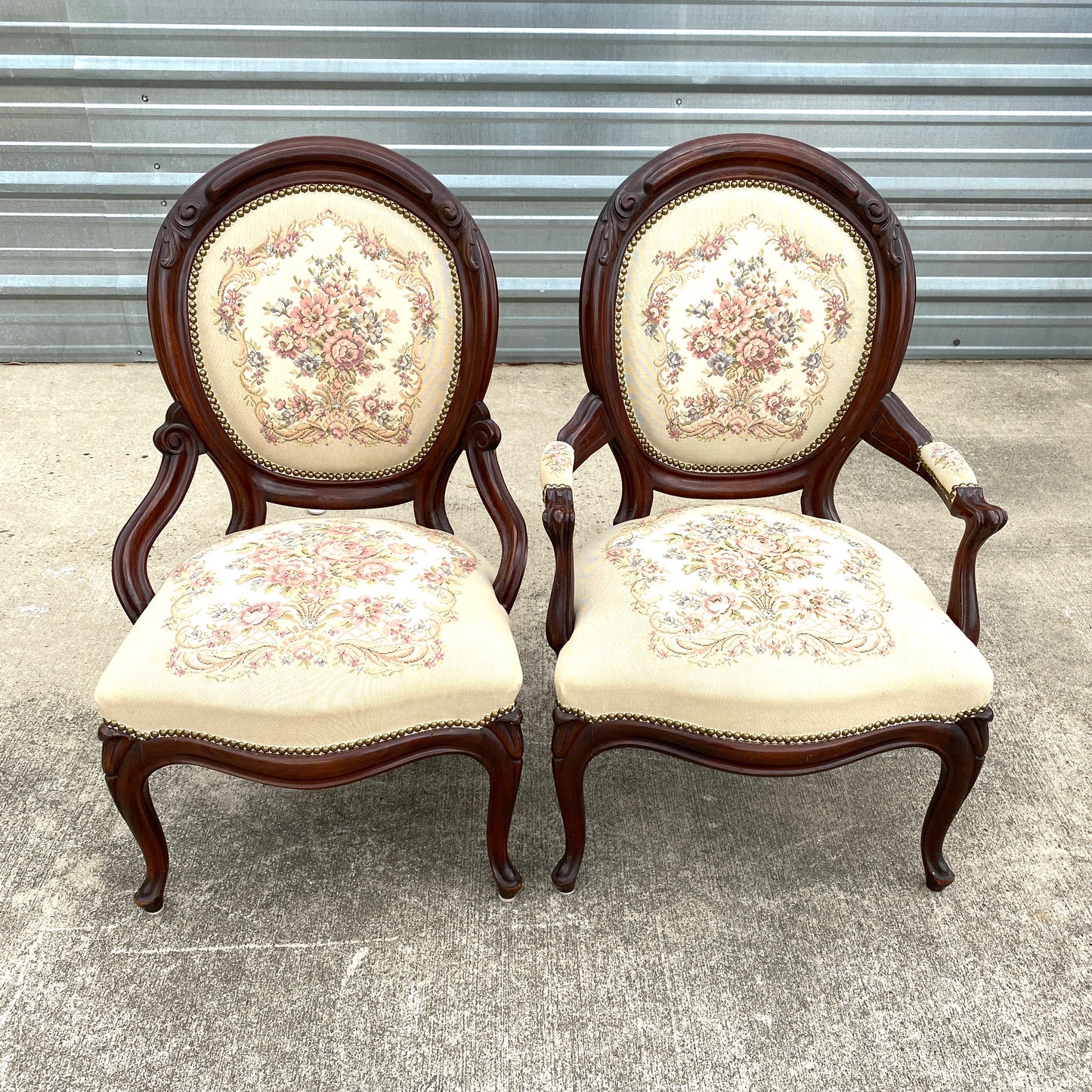 Pair of Floral Tapestry Chairs