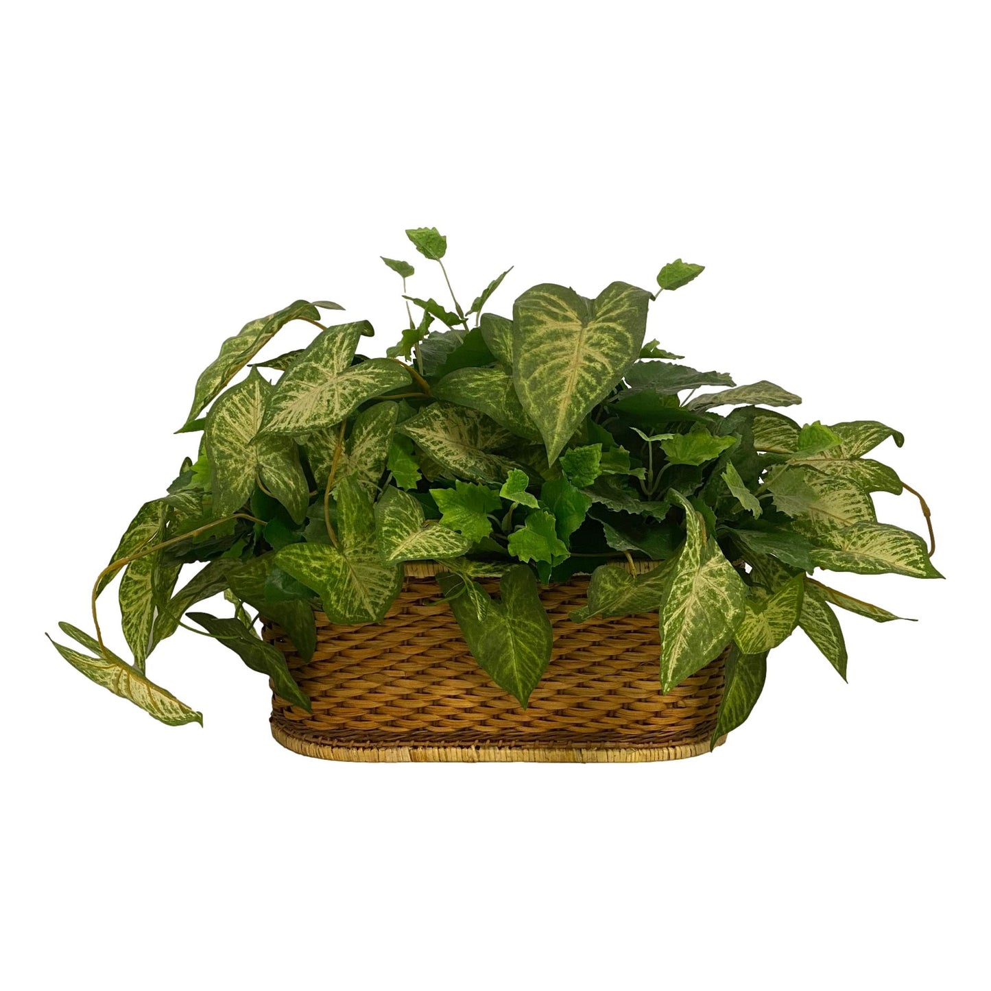 Woven Basket with Faux Ivy