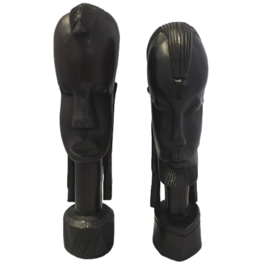 Pair of Man/Woman Heads Figurine