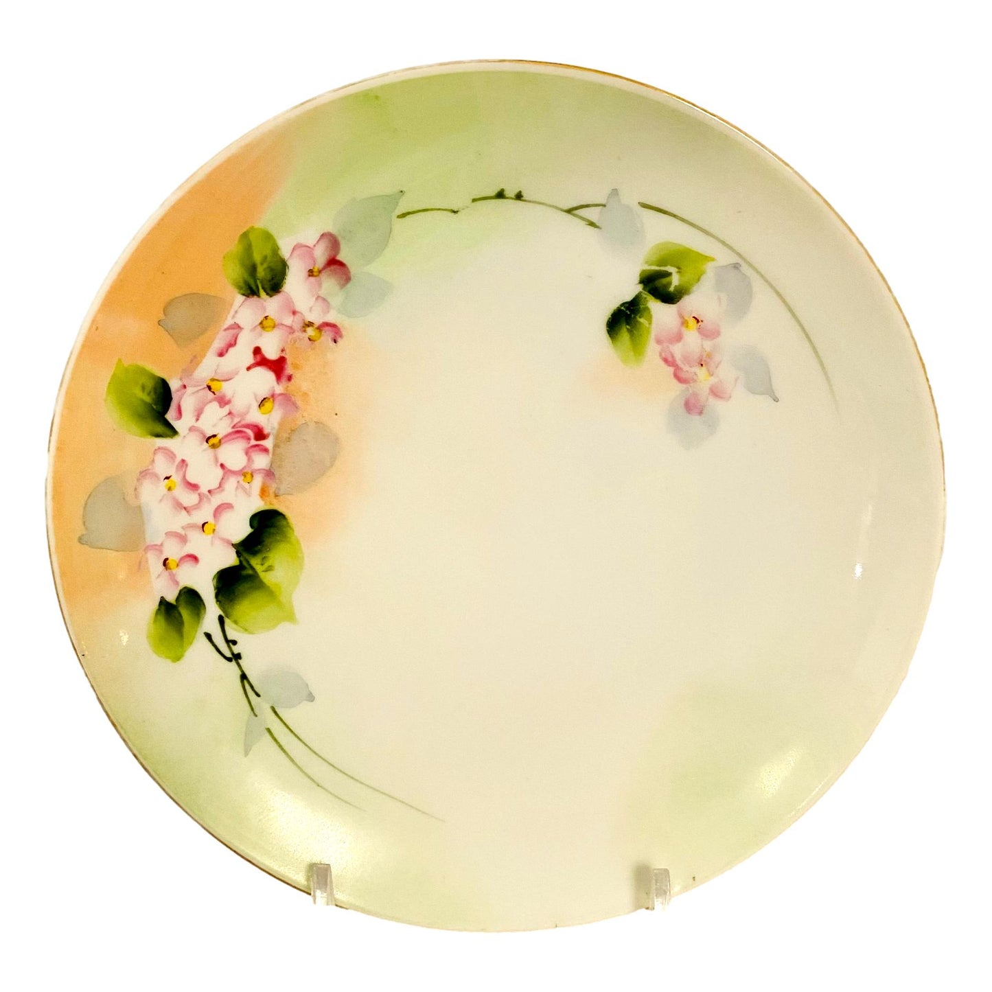 Pink and Green Floral Plate
