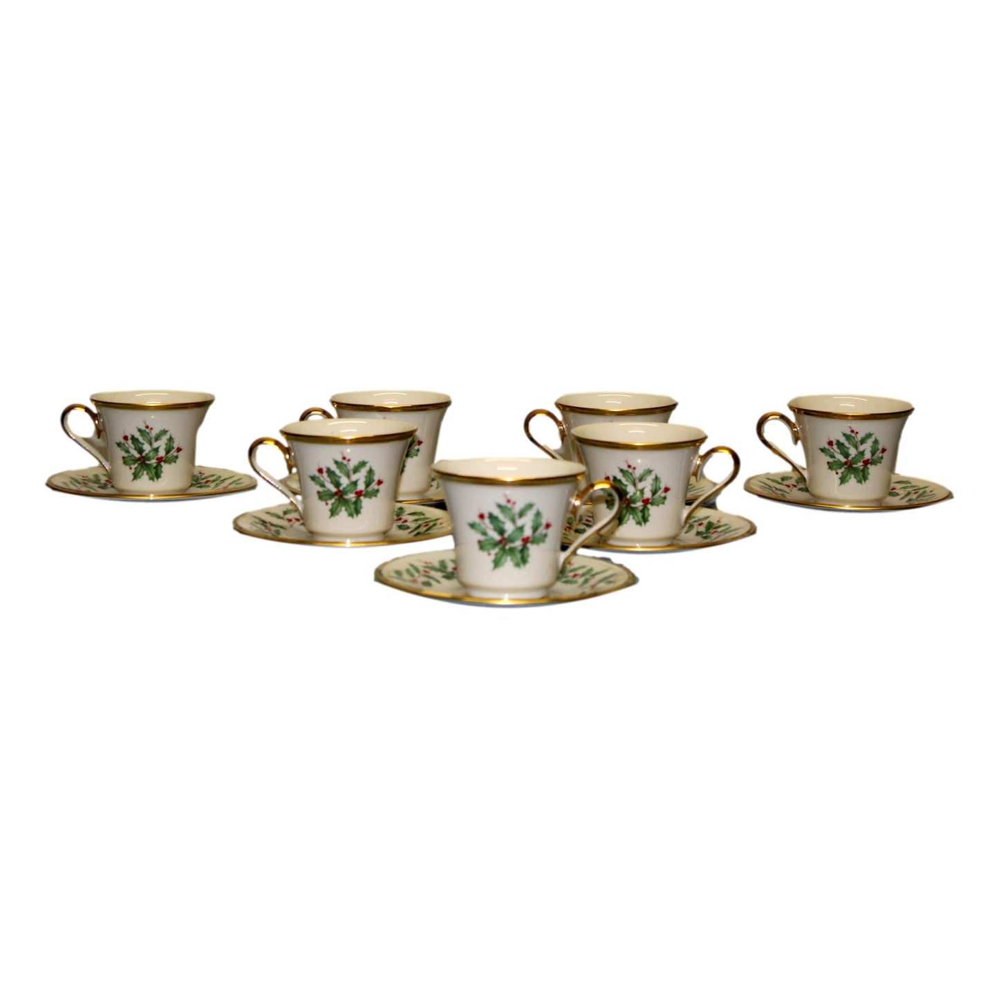 11 Footed Cups & 7 Saucers