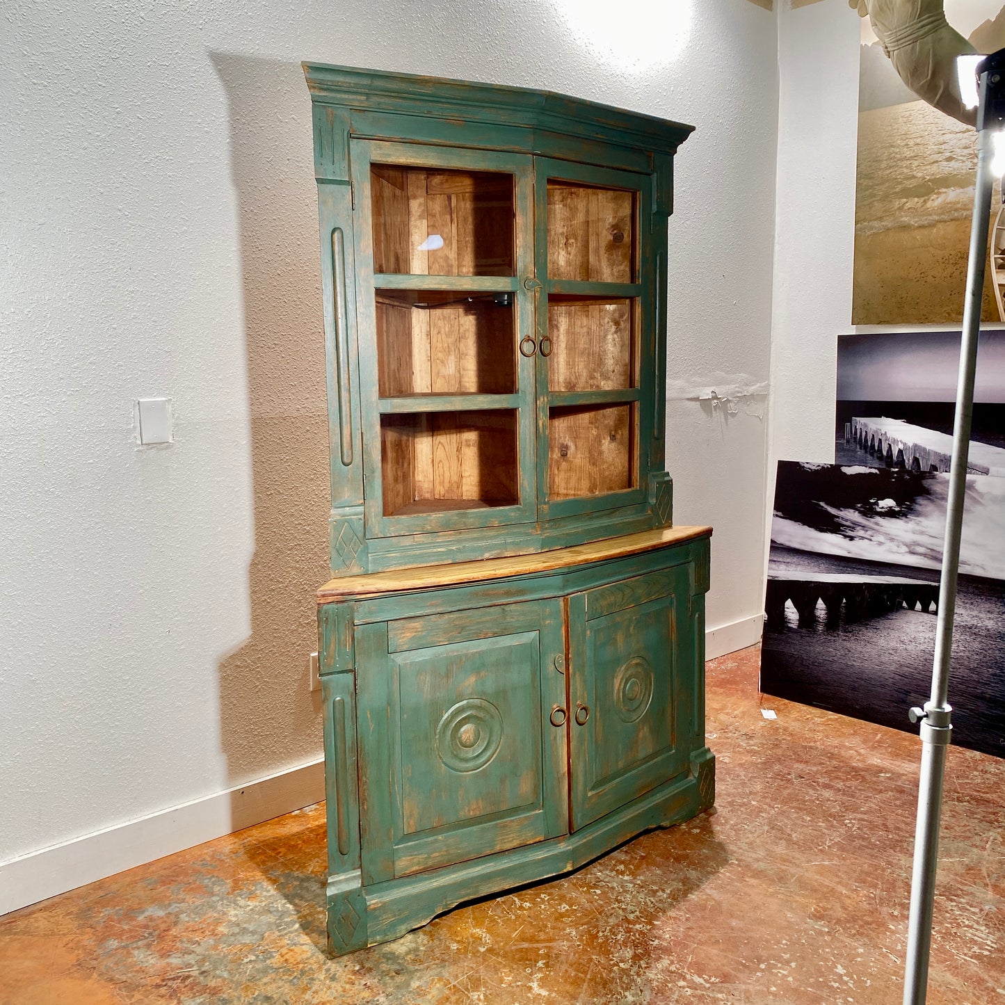 Antique 2 PC Corner Cabinet