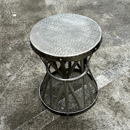 Hammered Metal Round Side Table
