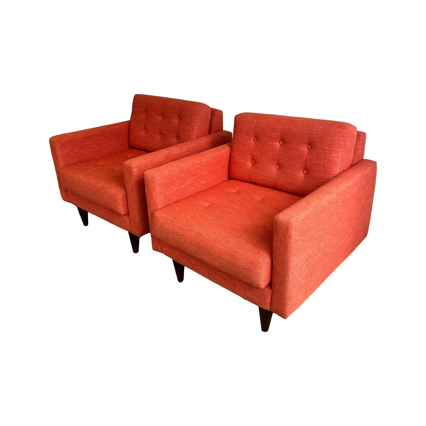 Pair of Orange Upholstered Arm Chairs