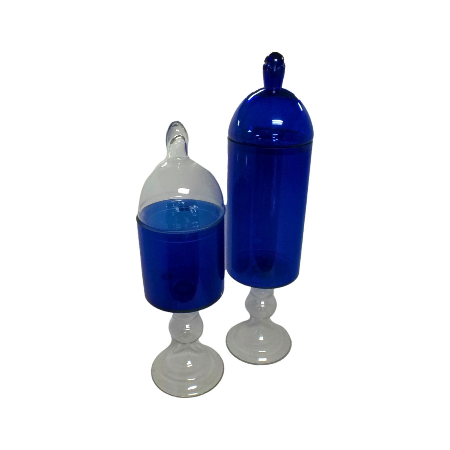 Pair of Blue Glass Jars