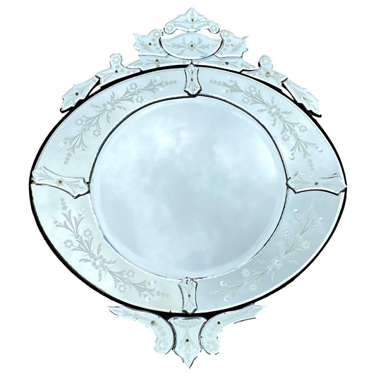 Etched and Moulded Oval Mirror