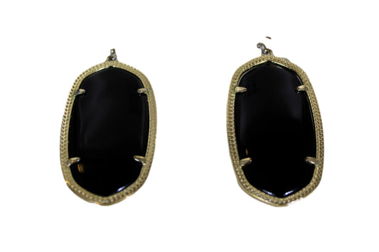 Ella Drop Black Opaque Glass Earrings