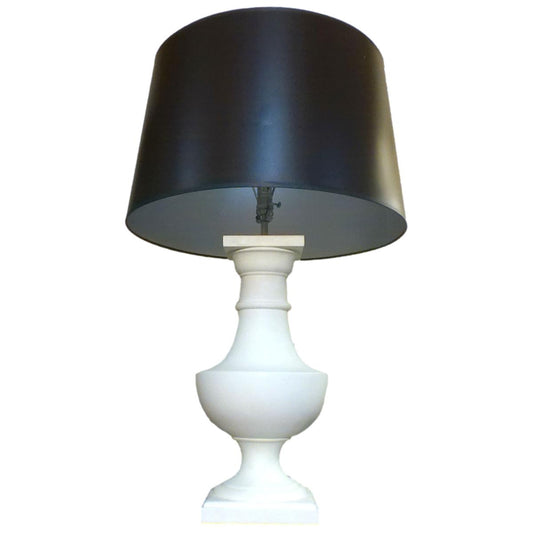 White Column Lamp w/ Brown Shade