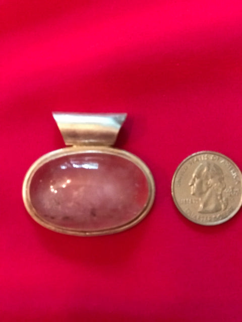 Nepali handmade silver .925 pink quartz pendant