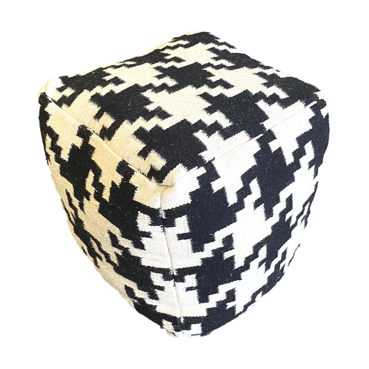 Houndstooth Cube Pouf