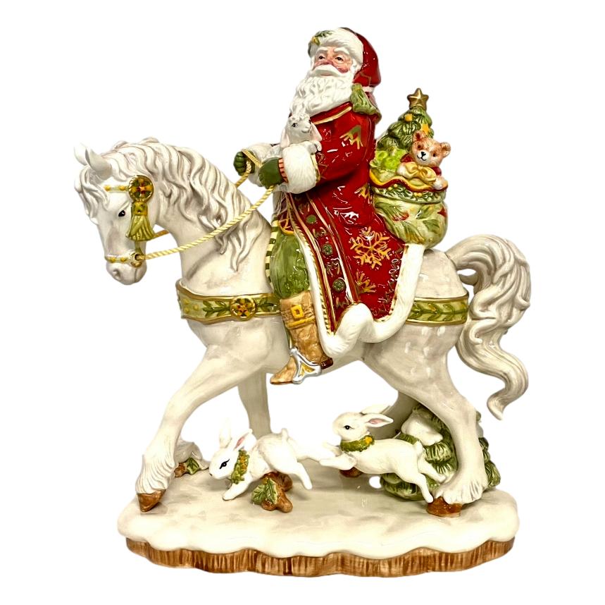 Damask Holiday Santa on Horse