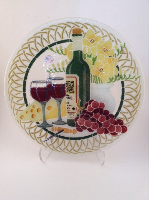 Peggy Karr 11" Round Plate - Wine and Cheese