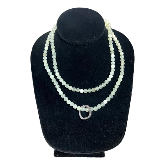 Clear Glass Green Bead Necklace