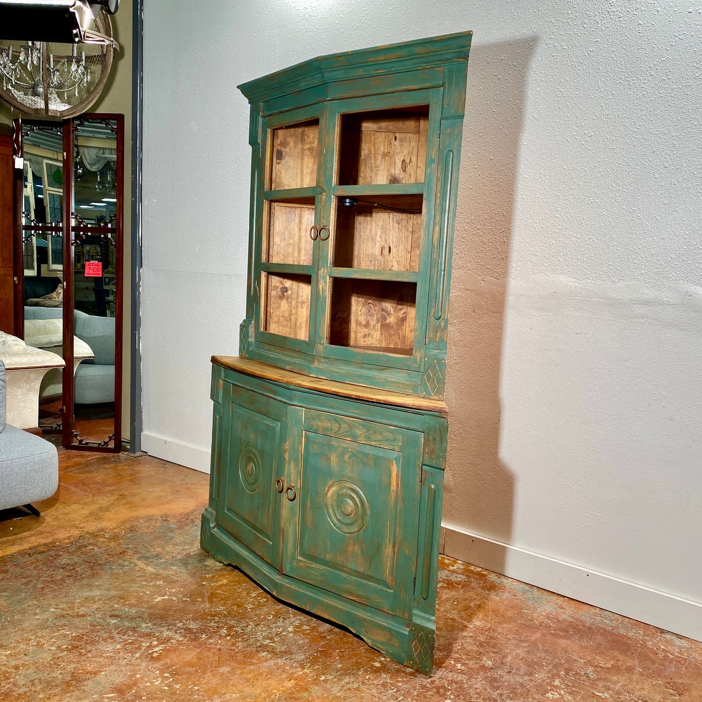 Antique 2 PC Corner Cabinet