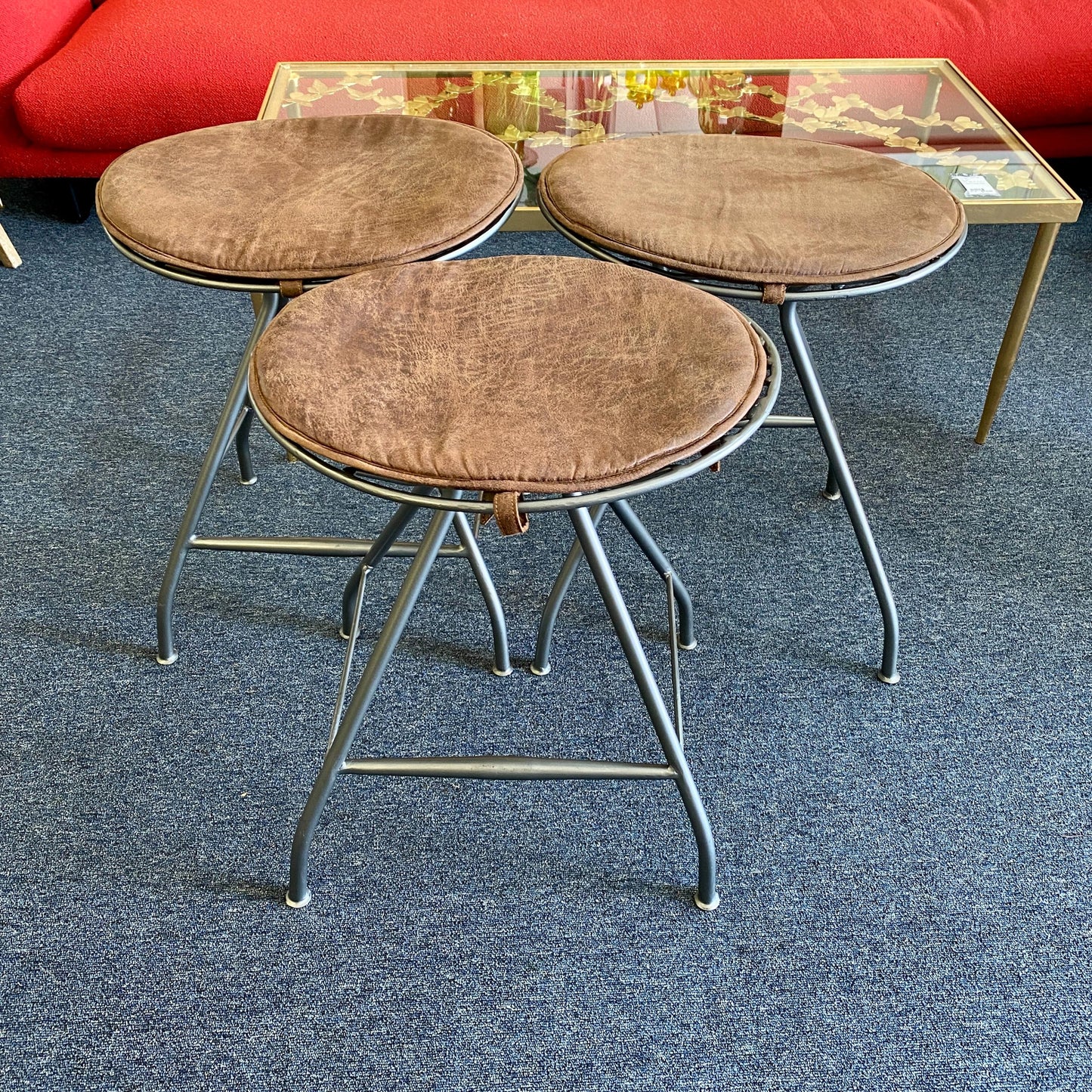 Set of 3 Metal Barstools