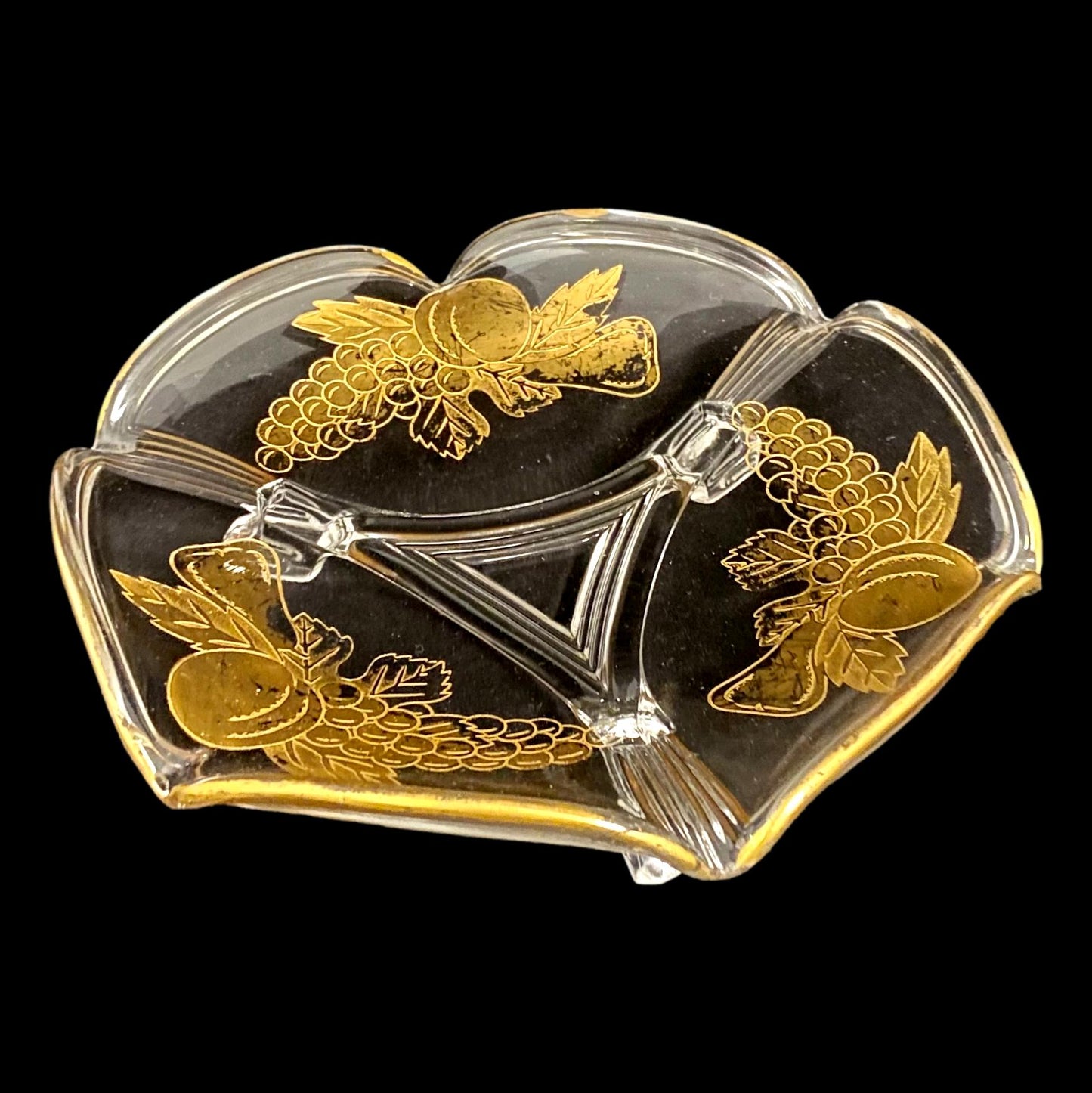 Glass Dish with Gold Embossed Fruit
