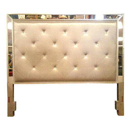 Tufted Fabric with Mirror Trim - Headboard Only