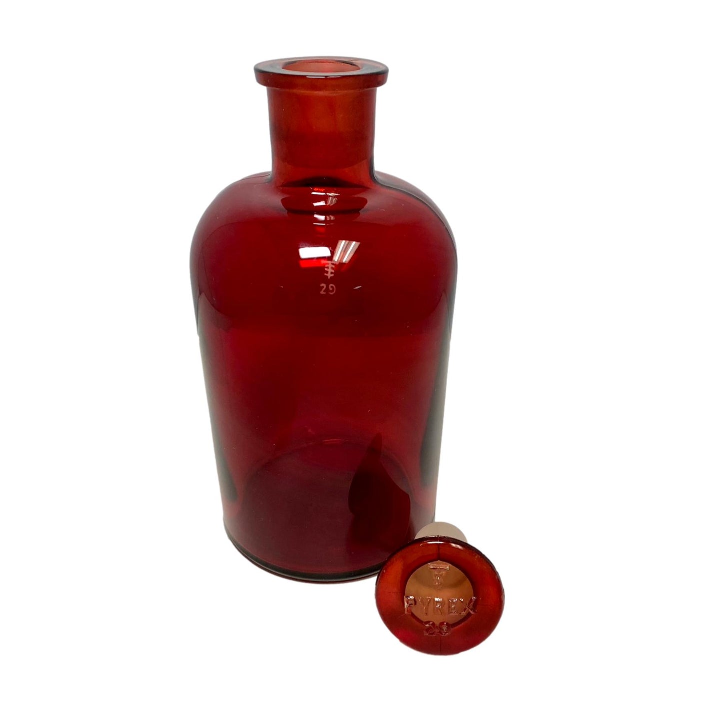 Vintage Pyrex Apothecary Ruby Red Bottle with #29 Stopper