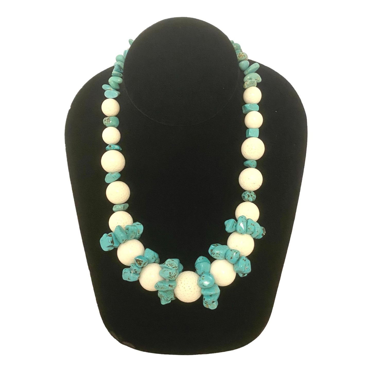 Turquoise & White Stone Necklace