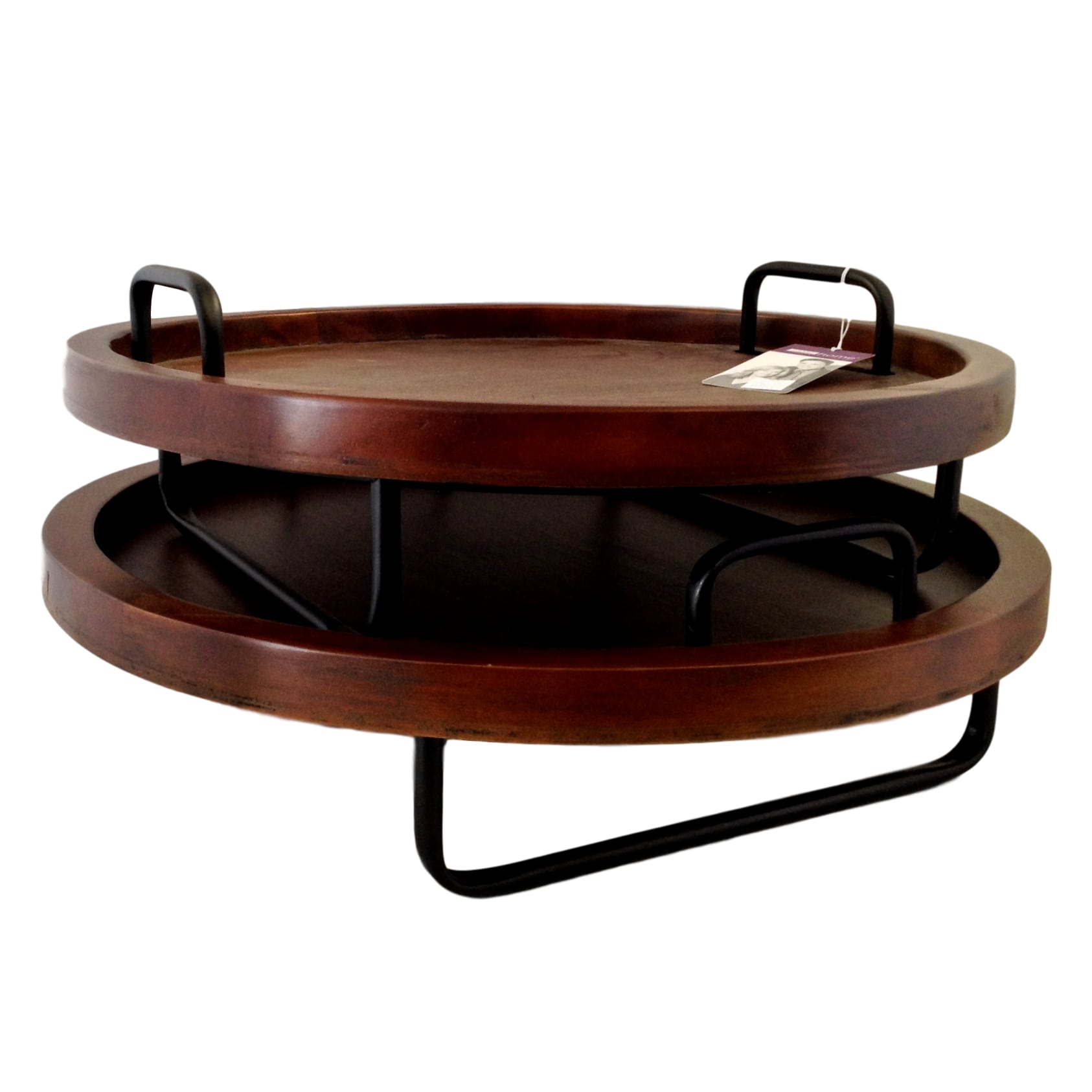 2 Round Wood Trays - alabamafurniture