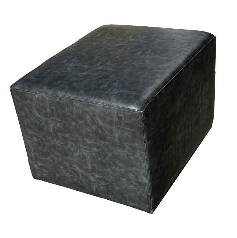 Square Gray Vinyl Ottoman