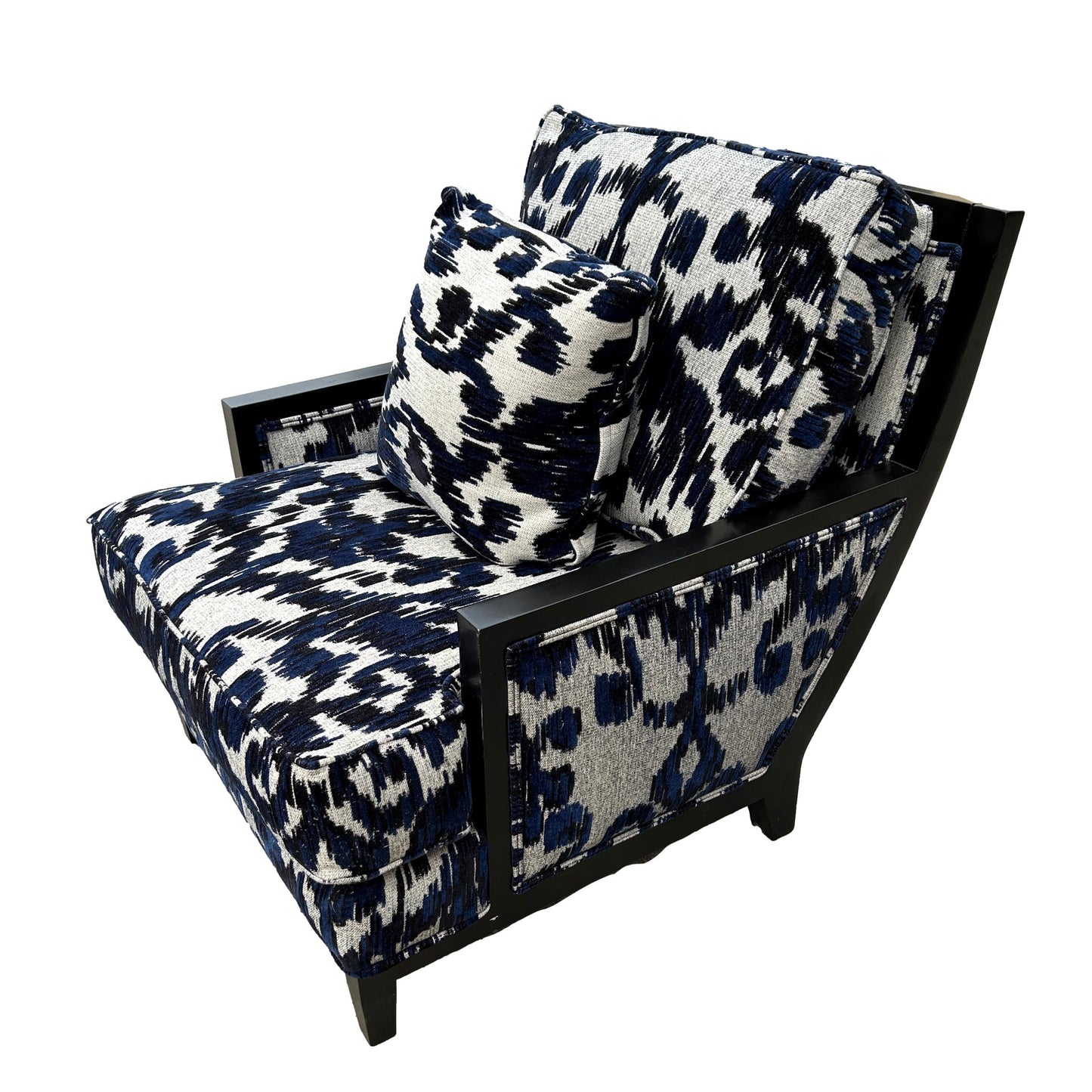 Upholstered Blue And Beige Chair