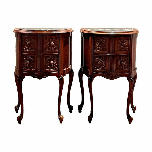Pair of Side Table with Marble Tops