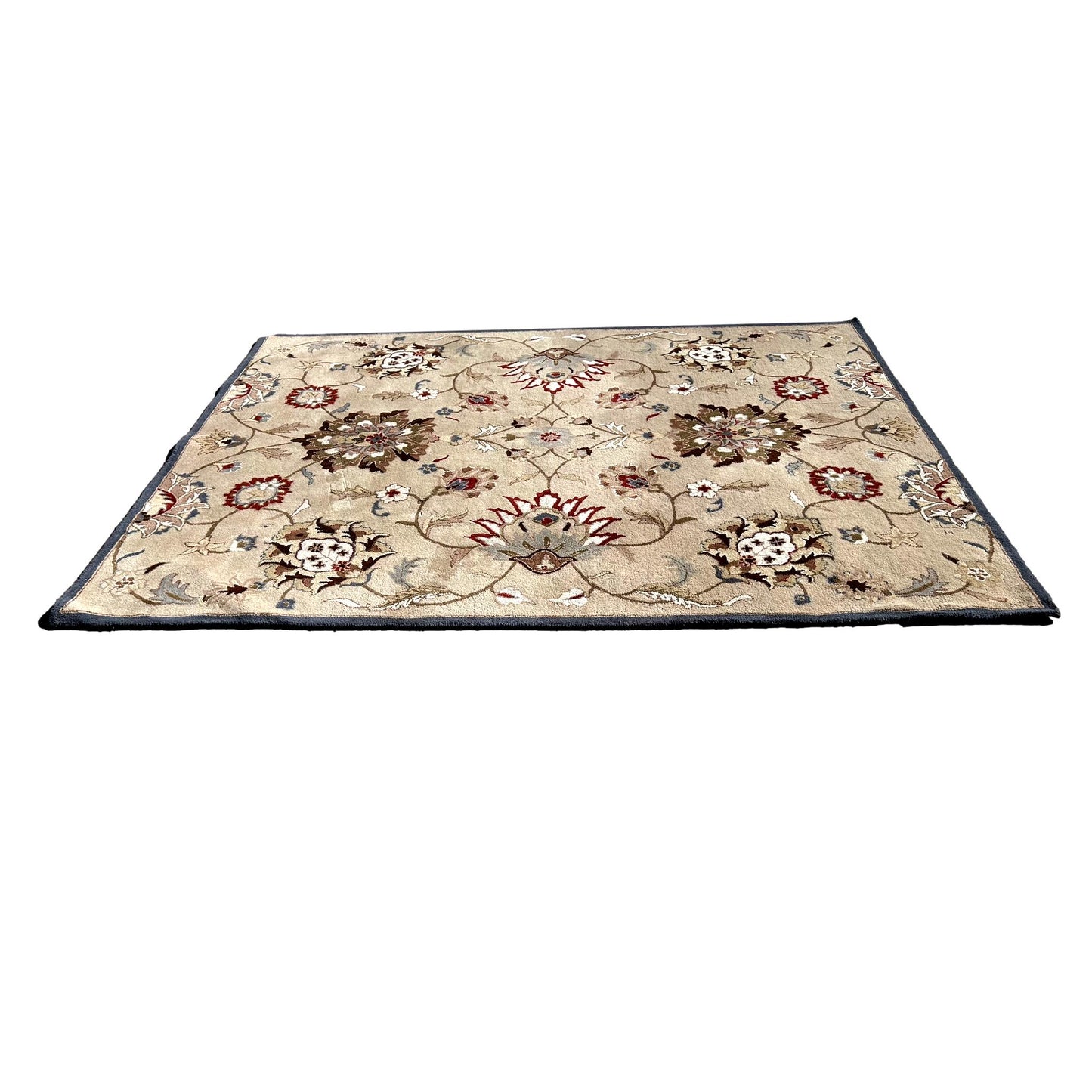 Ivory And Brown Hooked Rug