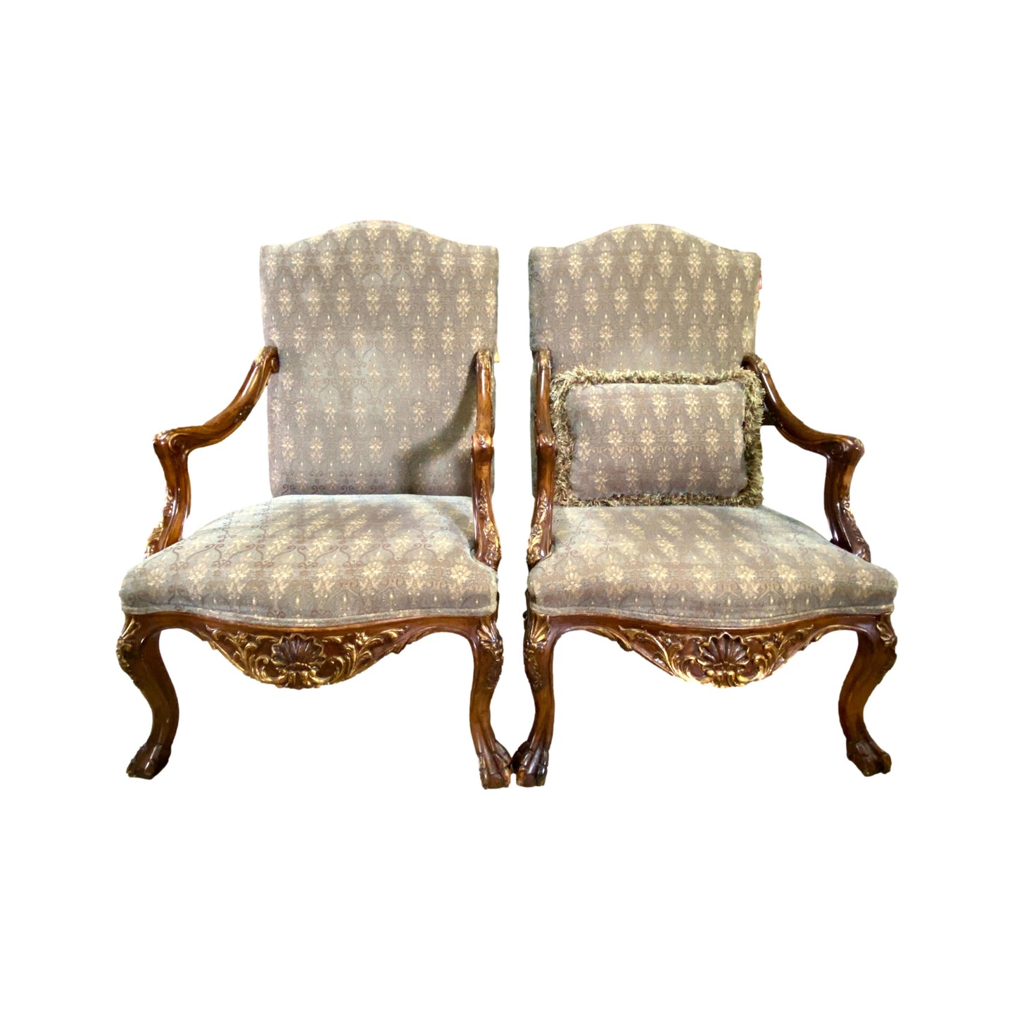 Pair of French Carved Arm Chairs