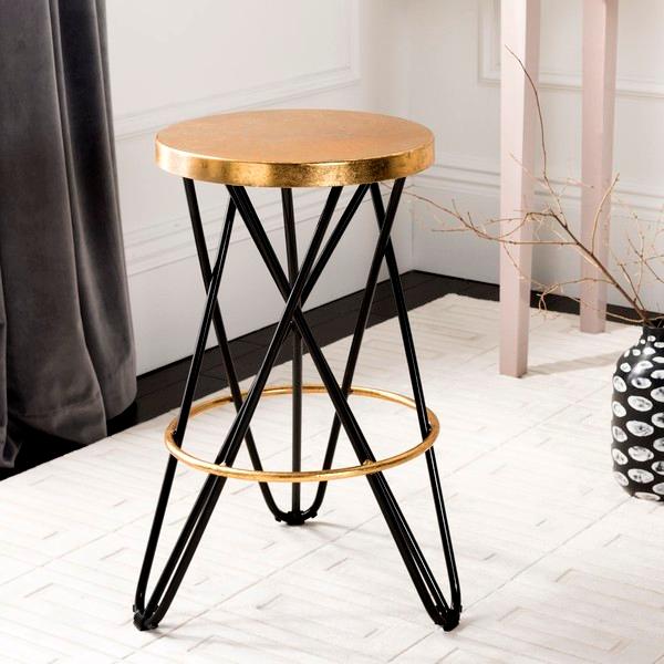 Pair of Lorna Gold Leaf Counterstool
