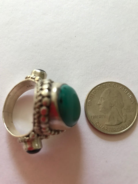 .925 silver and gemstone ring Made in Nepal - alabamafurniture