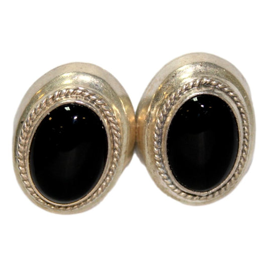 Onyx & Sterling Earrings -Mexico 9.25