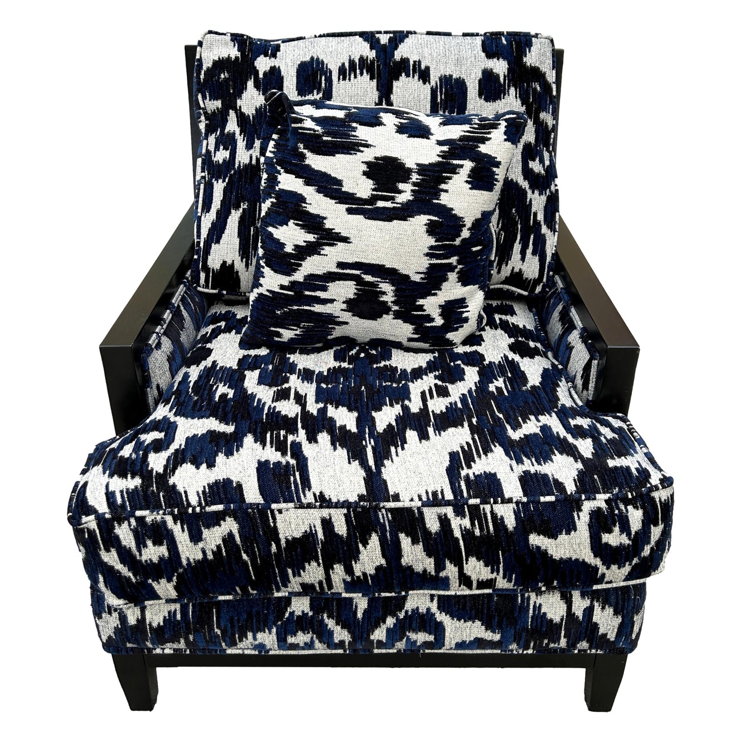 Upholstered Blue And Beige Chair